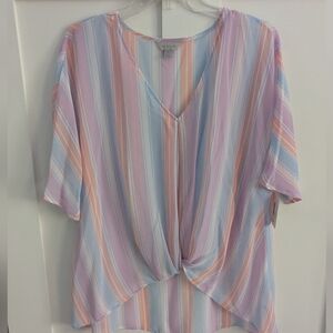 NWT Pastel Striped Blouse XL
